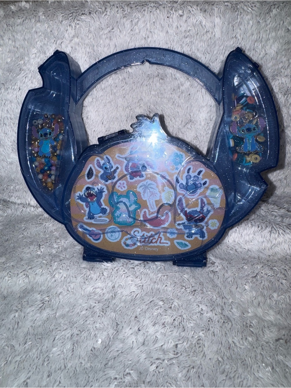 Disney Stitch Shaped Jewelry Bead & Sticker Craft Set Case
